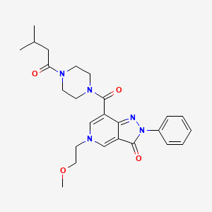 molecular formula C25H31N5O4 B2543892 5-(2-methoxyethyl)-7-(4-(3-methylbutanoyl)piperazine-1-carbonyl)-2-phenyl-2H-pyrazolo[4,3-c]pyridin-3(5H)-one CAS No. 1021026-76-5
