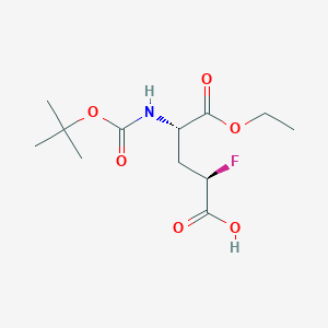molecular formula C12H20FNO6 B2543894 (2R,4S)-5-乙氧基-2-氟-4-[(2-甲基丙烷-2-基)氧羰基氨基]-5-氧代戊酸 CAS No. 2470279-09-3