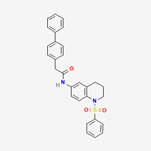 2-([1,1'-biphenyl]-4-yl)-N-(1-(phenylsulfonyl)-1,2,3,4-tetrahydroquinolin-6-yl)acetamide