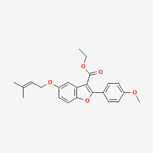 molecular formula C23H24O5 B2543900 2-(4-甲氧基苯基)-5-[(3-甲基丁-2-烯-1-基)氧基]-1-苯并呋喃-3-羧酸乙酯 CAS No. 384365-31-5