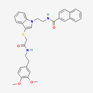 molecular formula C33H33N3O4S B2543908 N-[2-[3-[2-[2-(3,4-二甲氧基苯基)乙氨基]-2-氧代乙基]硫代吲哚-1-基]乙基]萘-2-甲酰胺 CAS No. 533865-60-0