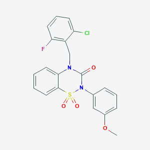 molecular formula C21H16ClFN2O4S B2543912 4-(2-chloro-6-fluorobenzyl)-2-(3-methoxyphenyl)-2H-1,2,4-benzothiadiazin-3(4H)-one 1,1-dioxide CAS No. 899356-53-7