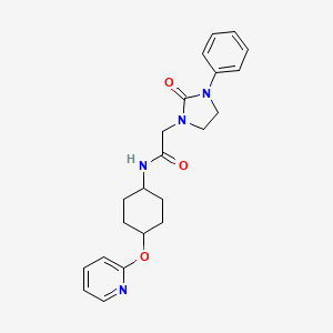 molecular formula C22H26N4O3 B2543913 2-(2-oxo-3-phenylimidazolidin-1-yl)-N-((1r,4r)-4-(pyridin-2-yloxy)cyclohexyl)acetamide CAS No. 2034316-14-6