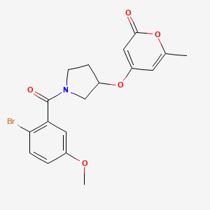 molecular formula C18H18BrNO5 B2543914 4-((1-(2-bromo-5-methoxybenzoyl)pyrrolidin-3-yl)oxy)-6-methyl-2H-pyran-2-one CAS No. 1705332-63-3