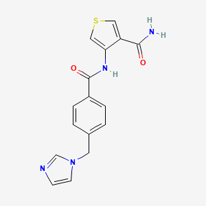 molecular formula C16H14N4O2S B2543916 4-{4-[(1H-imidazol-1-yl)methyl]benzamido}thiophene-3-carboxamide CAS No. 2097914-70-8