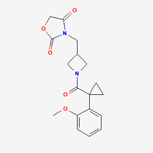 molecular formula C18H20N2O5 B2543918 3-((1-(1-(2-Methoxyphenyl)cyclopropanecarbonyl)azetidin-3-yl)methyl)oxazolidine-2,4-dione CAS No. 2034524-16-6