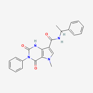 molecular formula C22H20N4O3 B2543921 5-甲基-2,4-二氧杂-3-苯基-N-(1-苯乙基)-2,3,4,5-四氢-1H-吡咯并[3,2-d]嘧啶-7-甲酰胺 CAS No. 921829-71-2