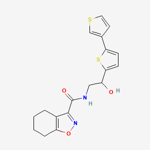 molecular formula C18H18N2O3S2 B2543931 N-[2-Hydroxy-2-(5-thiophen-3-ylthiophen-2-yl)ethyl]-4,5,6,7-tetrahydro-1,2-benzoxazole-3-carboxamide CAS No. 2309346-53-8
