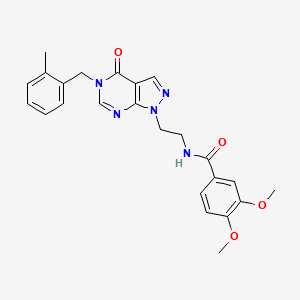 molecular formula C24H25N5O4 B2543966 3,4-dimethoxy-N-(2-(5-(2-methylbenzyl)-4-oxo-4,5-dihydro-1H-pyrazolo[3,4-d]pyrimidin-1-yl)ethyl)benzamide CAS No. 921919-81-5