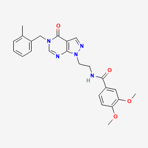 molecular formula C24H25N5O4 B2543966 3,4-dimetoxi-N-(2-(5-(2-metilbencil)-4-oxo-4,5-dihidro-1H-pirazolo[3,4-d]pirimidin-1-il)etil)benzamida CAS No. 921919-81-5