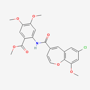 molecular formula C22H20ClNO7 B2543972 Methyl 2-{[(7-chloro-9-methoxy-1-benzoxepin-4-yl)carbonyl]amino}-4,5-dimethoxybenzoate CAS No. 950427-32-4