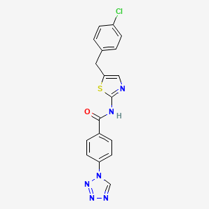 molecular formula C18H13ClN6OS B2543974 N-[5-(4-chlorobenzyl)-1,3-thiazol-2-yl]-4-(1H-tetrazol-1-yl)benzamide CAS No. 887349-00-0