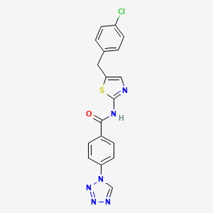 molecular formula C18H13ClN6OS B2543974 N-[5-(4-chlorobenzyl)-1,3-thiazol-2-yl]-4-(1H-tétrazol-1-yl)benzamide CAS No. 887349-00-0