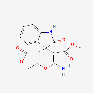 molecular formula C17H16N2O6 B2543982 3',5'-Dimethyl 6'-amino-2'-methyl-2-oxo-1,2-dihydrospiro[indole-3,4'-pyran]-3',5'-dicarboxylate CAS No. 401461-50-5