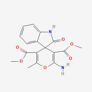 molecular formula C17H16N2O6 B2543982 3',5'-Dimetil 6'-amino-2'-metil-2-oxo-1,2-dihidrospiro[indol-3,4'-piran]-3',5'-dicarboxilato CAS No. 401461-50-5