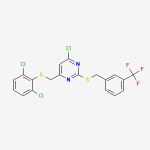 4-Chloro-6-{[(2,6-dichlorophenyl)sulfanyl]methyl}-2-{[3-(trifluoromethyl)benzyl]sulfanyl}pyrimidine