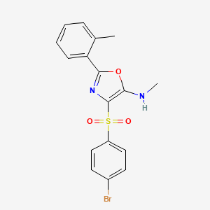 molecular formula C17H15BrN2O3S B2543990 4-((4-bromophenyl)sulfonyl)-N-methyl-2-(o-tolyl)oxazol-5-amine CAS No. 478171-37-8