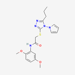 molecular formula C19H23N5O3S B2543994 N-(2,5-dimethoxyphenyl)-2-{[5-propyl-4-(1H-pyrrol-1-yl)-4H-1,2,4-triazol-3-yl]sulfanyl}acetamide CAS No. 877815-81-1