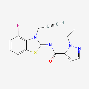 molecular formula C16H13FN4OS B2544020 (E)-1-ethyl-N-(4-fluoro-3-(prop-2-yn-1-yl)benzo[d]thiazol-2(3H)-ylidene)-1H-pyrazole-5-carboxamide CAS No. 1173607-88-9