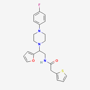 N-(2-(4-(4-fluorophenyl)piperazin-1-yl)-2-(furan-2-yl)ethyl)-2-(thiophen-2-yl)acetamide