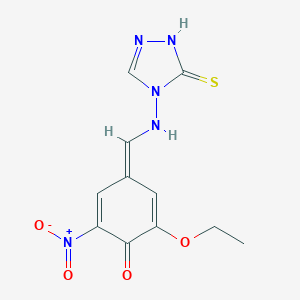 molecular formula C11H11N5O4S B254403 (4Z)-2-ethoxy-6-nitro-4-[[(5-sulfanylidene-1H-1,2,4-triazol-4-yl)amino]methylidene]cyclohexa-2,5-dien-1-one 