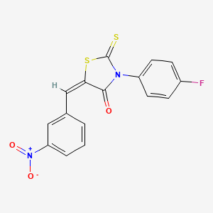 molecular formula C16H9FN2O3S2 B2544030 (5E)-3-(4-fluorophenyl)-5-[(3-nitrophenyl)methylidene]-2-sulfanylidene-1,3-thiazolidin-4-one CAS No. 300827-47-8