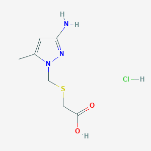 molecular formula C7H12ClN3O2S B2544034 {[(3-Amino-5-methyl-1H-pyrazol-1-yl)methyl]thio}acetic acid hydrochloride CAS No. 1431970-04-5