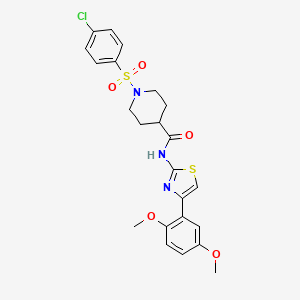 molecular formula C23H24ClN3O5S2 B2544039 1-((4-chlorophenyl)sulfonyl)-N-(4-(2,5-dimethoxyphenyl)thiazol-2-yl)piperidine-4-carboxamide CAS No. 922482-47-1