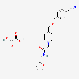 molecular formula C23H31N3O7 B2544049 2-(4-(((4-cyanobenzyl)oxy)methyl)piperidin-1-yl)-N-((tetrahydrofuran-2-yl)methyl)acetamide oxalate CAS No. 1396768-61-8
