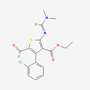 molecular formula C17H17ClN2O3S B2544051 Ethyl 4-(2-chlorophenyl)-2-[(E)-dimethylaminomethylideneamino]-5-formylthiophene-3-carboxylate CAS No. 380353-43-5