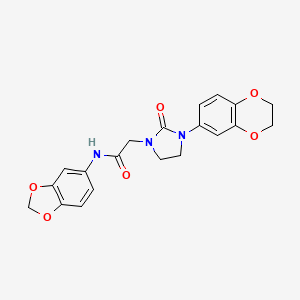molecular formula C20H19N3O6 B2544059 N-(苯并[d][1,3]二氧杂环-5-基)-2-(3-(2,3-二氢苯并[b][1,4]二氧杂环-6-基)-2-氧代咪唑烷-1-基)乙酰胺 CAS No. 1323571-00-1
