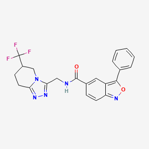 molecular formula C22H18F3N5O2 B2544067 3-phenyl-N-((6-(trifluoromethyl)-5,6,7,8-tetrahydro-[1,2,4]triazolo[4,3-a]pyridin-3-yl)methyl)benzo[c]isoxazole-5-carboxamide CAS No. 2034538-60-6