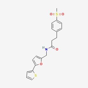 molecular formula C19H19NO4S2 B2544074 3-(4-(methylsulfonyl)phenyl)-N-((5-(thiophen-2-yl)furan-2-yl)methyl)propanamide CAS No. 2034404-35-6