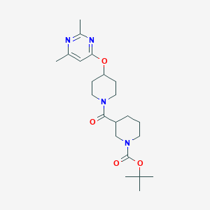 molecular formula C22H34N4O4 B2544079 Tert-butyl 3-(4-((2,6-dimethylpyrimidin-4-yl)oxy)piperidine-1-carbonyl)piperidine-1-carboxylate CAS No. 2034472-93-8