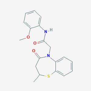 molecular formula C19H20N2O3S B2544081 N-(2-methoxyphenyl)-2-(2-methyl-4-oxo-3,4-dihydrobenzo[b][1,4]thiazepin-5(2H)-yl)acetamide CAS No. 904577-01-1