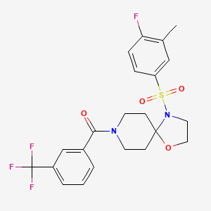 (4-((4-Fluoro-3-methylphenyl)sulfonyl)-1-oxa-4,8-diazaspiro[4.5]decan-8-yl)(3-(trifluoromethyl)phenyl)methanone