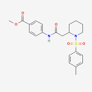 molecular formula C22H26N2O5S B2544083 Methyl 4-(2-(1-tosylpiperidin-2-yl)acetamido)benzoate CAS No. 941955-35-7