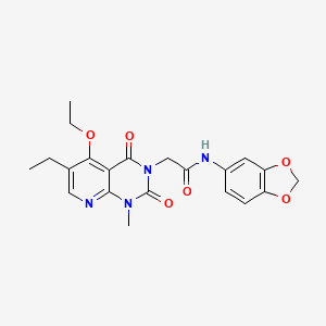 molecular formula C21H22N4O6 B2544085 N-(1,3-benzodioxol-5-yl)-2-[5-ethoxy-6-ethyl-1-methyl-2,4-dioxo-1,4-dihydropyrido[2,3-d]pyrimidin-3(2H)-yl]acetamide CAS No. 1005303-55-8