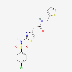 2-(2-(4-chlorophenylsulfonamido)thiazol-4-yl)-N-(thiophen-2-ylmethyl)acetamide