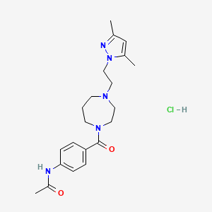 molecular formula C21H30ClN5O2 B2544095 N-(4-(4-(2-(3,5-二甲基-1H-吡唑-1-基)乙基)-1,4-二氮杂环庚烷-1-羰基)苯基)乙酰胺盐酸盐 CAS No. 1396879-53-0