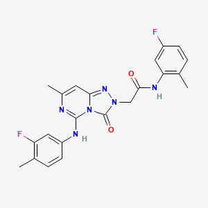 molecular formula C22H20F2N6O2 B2544097 2-[5-(3-fluoro-4-methylanilino)-7-methyl-3-oxo[1,2,4]triazolo[4,3-c]pyrimidin-2(3H)-yl]-N~1~-(5-fluoro-2-methylphenyl)acetamide CAS No. 1251631-60-3