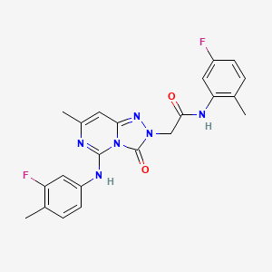 molecular formula C22H20F2N6O2 B2544097 N-(5-fluoro-2-methylphenyl)-2-{5-[(3-fluoro-4-methylphenyl)amino]-7-methyl-3-oxo-2H,3H-[1,2,4]triazolo[4,3-c]pyrimidin-2-yl}acetamide CAS No. 1251631-60-3