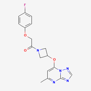 molecular formula C17H16FN5O3 B2544100 2-(4-氟苯氧基)-1-[3-({5-甲基-[1,2,4]三唑并[1,5-a]嘧啶-7-基}氧代)氮杂环丁-1-基]乙酮 CAS No. 2097923-01-6