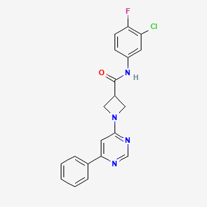 molecular formula C20H16ClFN4O B2544101 N-(3-氯-4-氟苯基)-1-(6-苯基嘧啶-4-基)氮杂环丁烷-3-甲酰胺 CAS No. 2034285-26-0