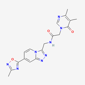 molecular formula C18H18N8O3 B2544102 2-(4,5-dimethyl-6-oxopyrimidin-1(6H)-yl)-N-((7-(3-methyl-1,2,4-oxadiazol-5-yl)-[1,2,4]triazolo[4,3-a]pyridin-3-yl)methyl)acetamide CAS No. 2034413-56-2