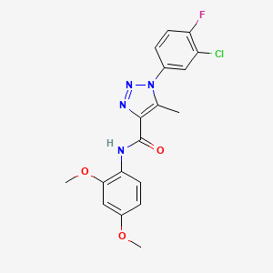 molecular formula C18H16ClFN4O3 B2544103 1-(3-chloro-4-fluorophenyl)-N-(2,4-dimethoxyphenyl)-5-methyl-1H-1,2,3-triazole-4-carboxamide CAS No. 1261018-72-7