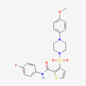 molecular formula C22H22FN3O4S2 B2544108 N-(4-fluorophenyl)-3-{[4-(4-methoxyphenyl)piperazin-1-yl]sulfonyl}thiophene-2-carboxamide CAS No. 1251676-24-0