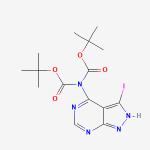 molecular formula C15H20IN5O4 B2544109 Imidodicarbonic acid, 2-(3-iodo-1H-pyrazolo[3,4-d]pyrimidin-4-yl)-, 1,3-bis(1,1-dimethylethyl) ester CAS No. 1513882-52-4