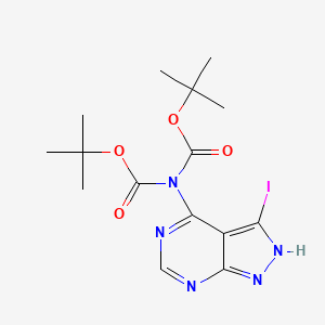 molecular formula C15H20IN5O4 B2544109 咪唑二甲酸，2-(3-碘-1H-吡唑并[3,4-d]嘧啶-4-基)-，1,3-双(1,1-二甲基乙基)酯 CAS No. 1513882-52-4