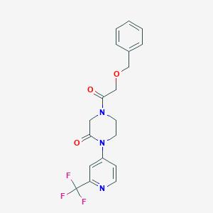 molecular formula C19H18F3N3O3 B2544111 4-(2-Phenylmethoxyacetyl)-1-[2-(trifluoromethyl)pyridin-4-yl]piperazin-2-one CAS No. 2380172-67-6